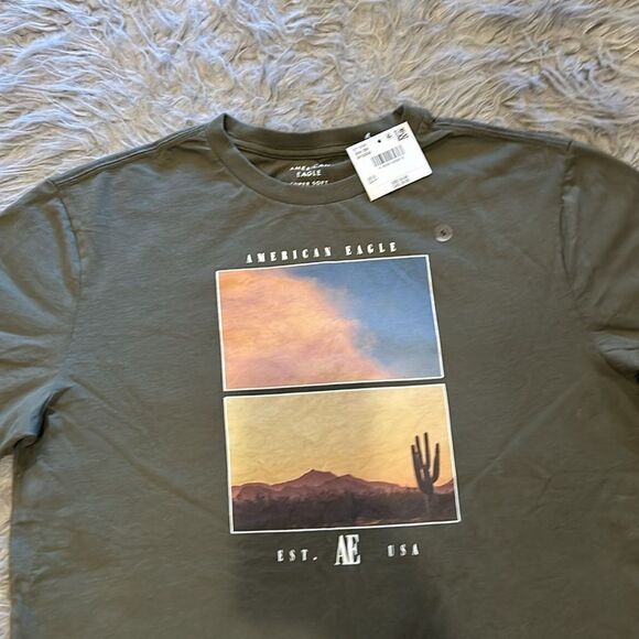 NWT American Eagle super soft olive‎ green graphic tshirt size small - Picture 2 of 5